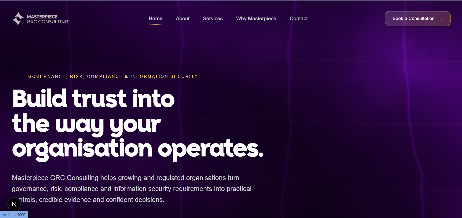 Masterpiece GRC Consulting project screenshot